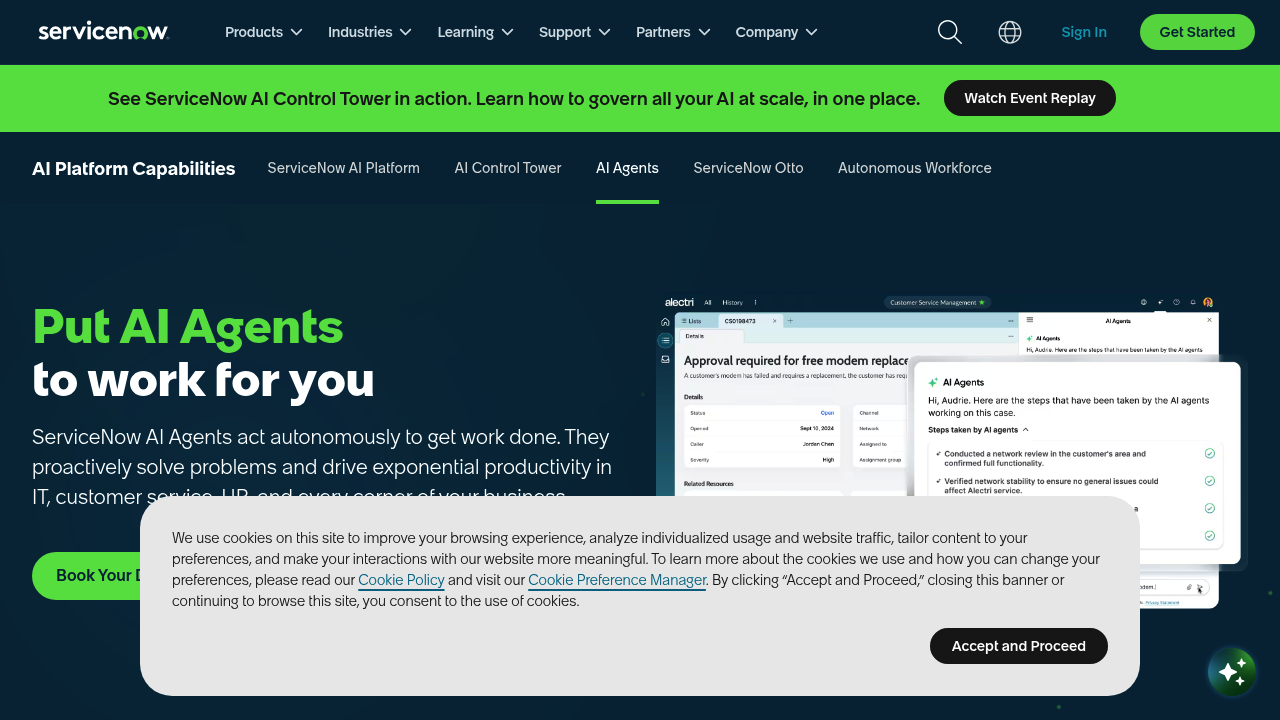 ServiceNow AI Agents screenshot