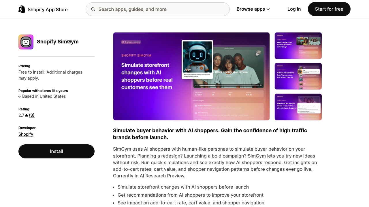 Shopify SimGym screenshot