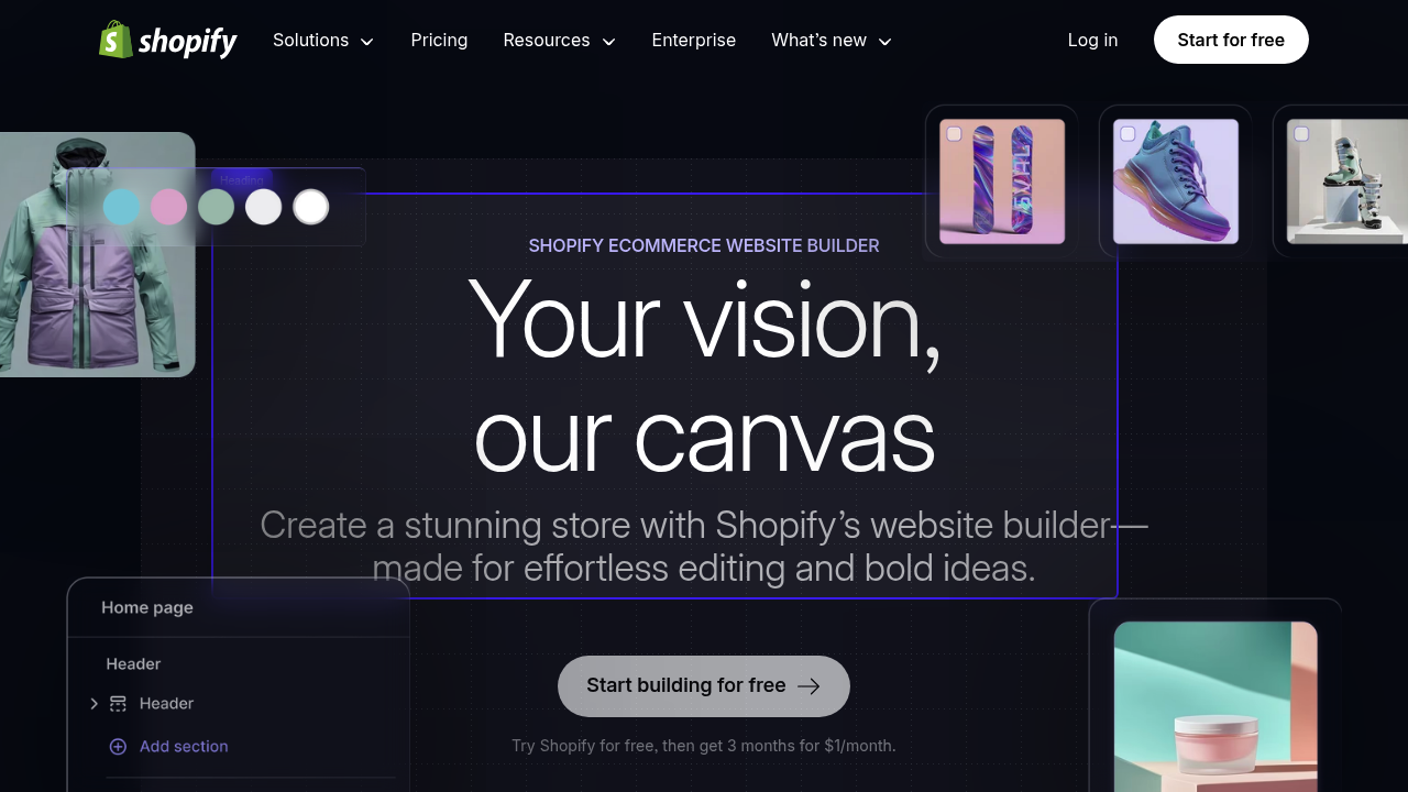 Shopify Website Builder screenshot