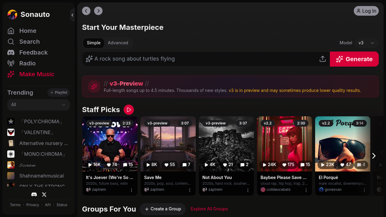 Sonauto Platform screenshot