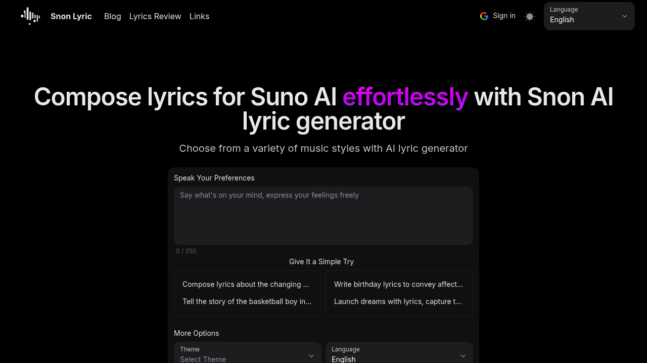 Sono Lyric screenshot