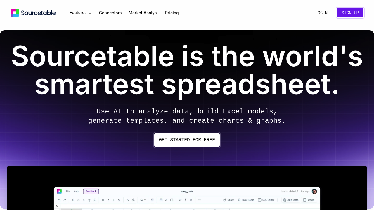 Sourcetable screenshot