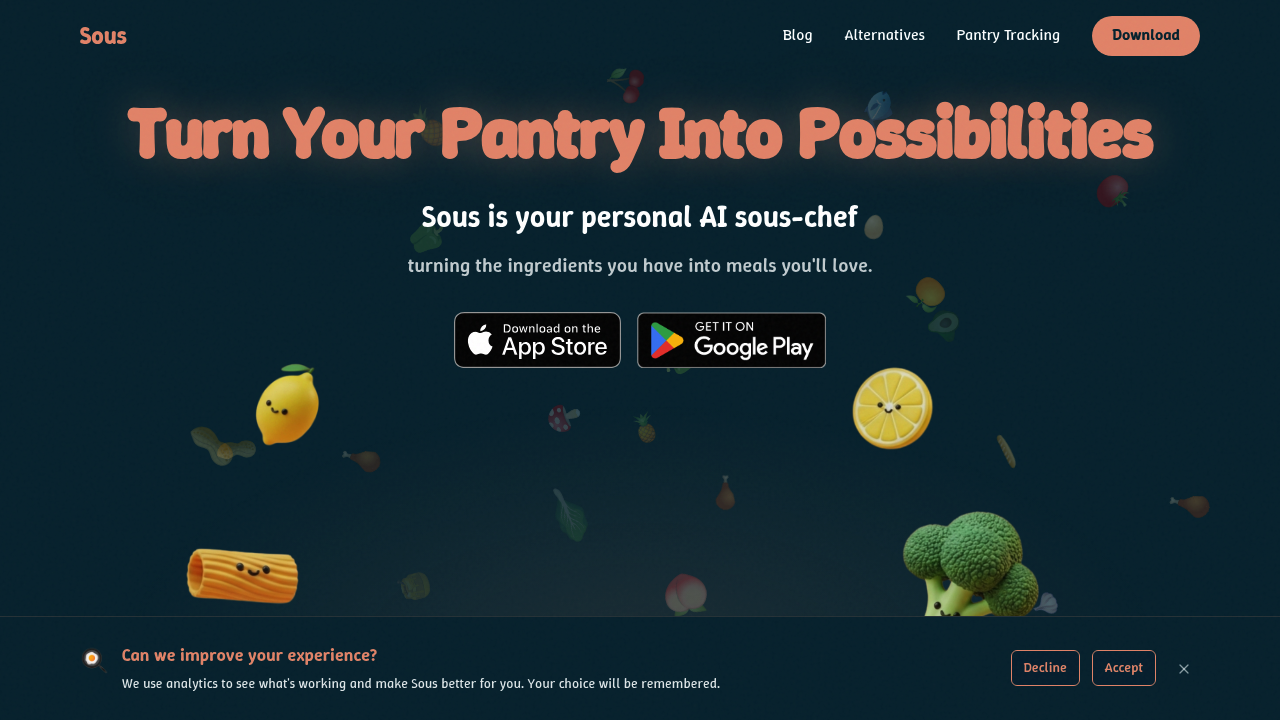 Sous | AI Recipe Generator & Kitchen Assistant screenshot