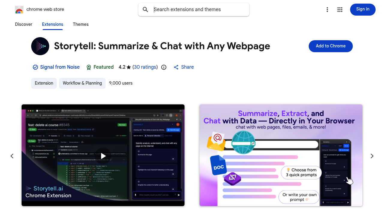 Storytell: Summarize & Chat with Any Webpage screenshot