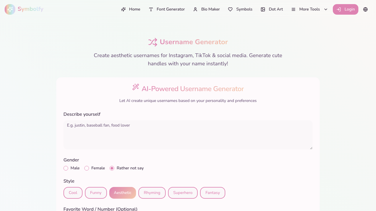 Symbolfy - Username Generator screenshot