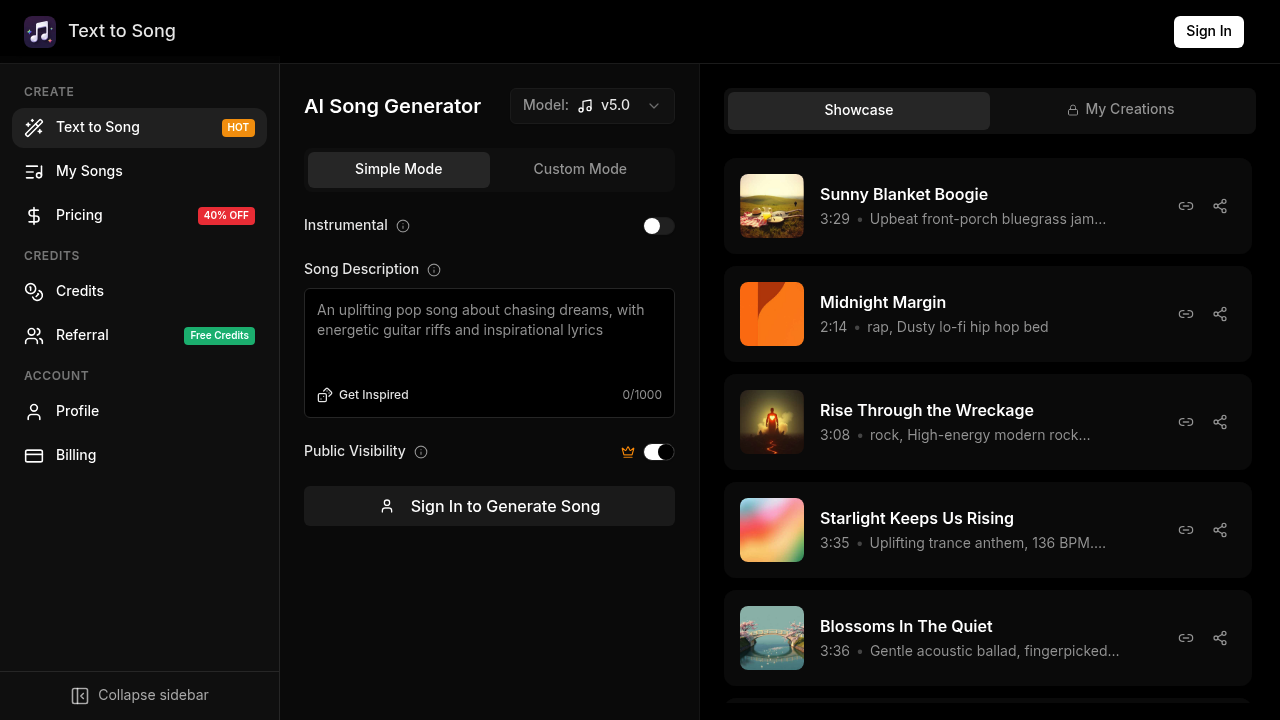 Text to Song AI screenshot