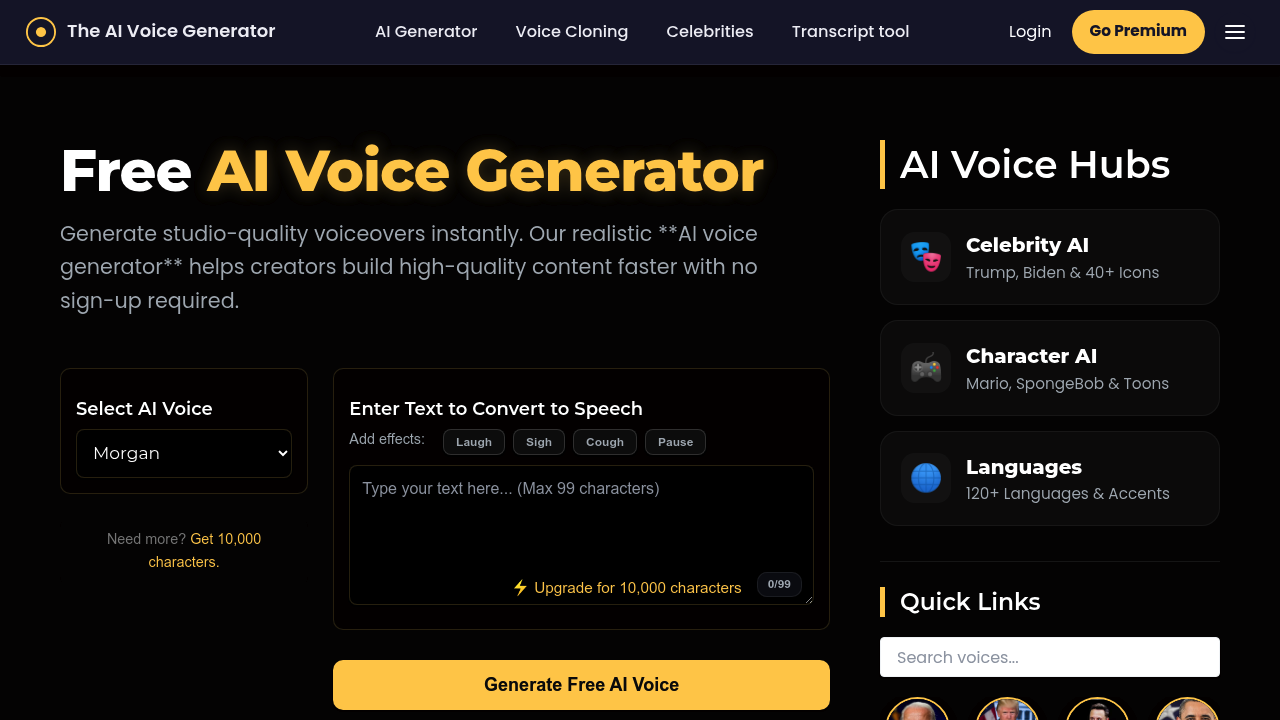 The AI Voice Generator screenshot