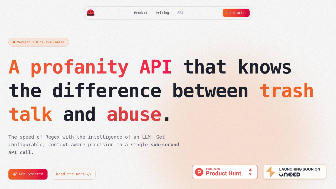 The Profanity API screenshot