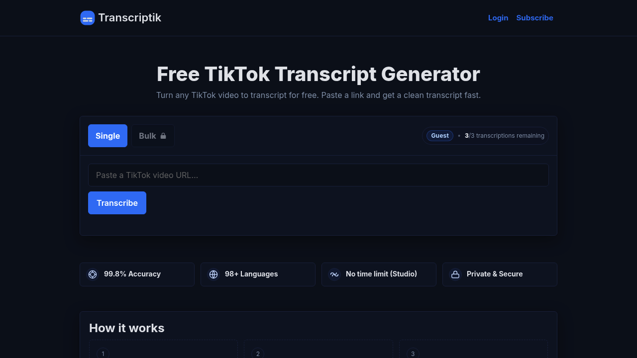 Transcriptik screenshot