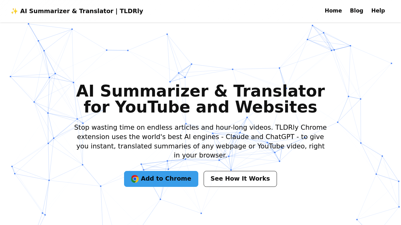 AI YouTube & Web Summarizer + Instant Translator | TLDRly screenshot