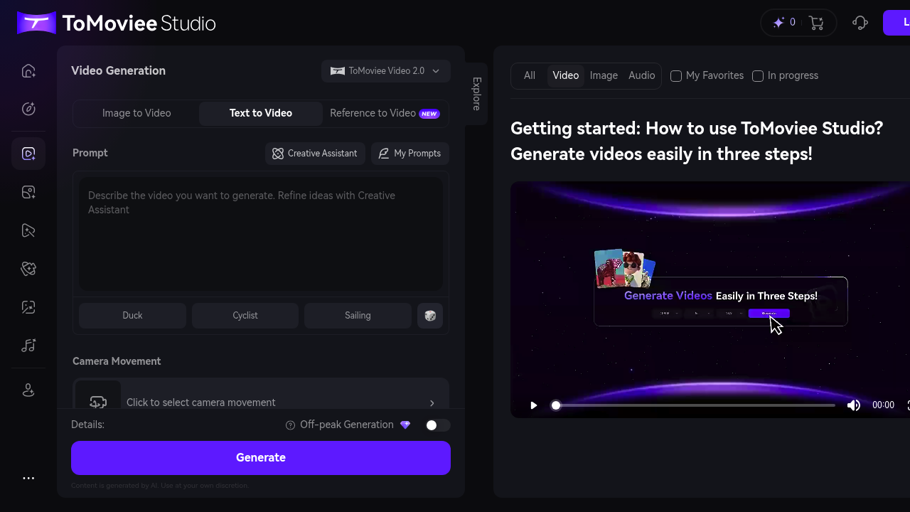 ToMoviee AI screenshot