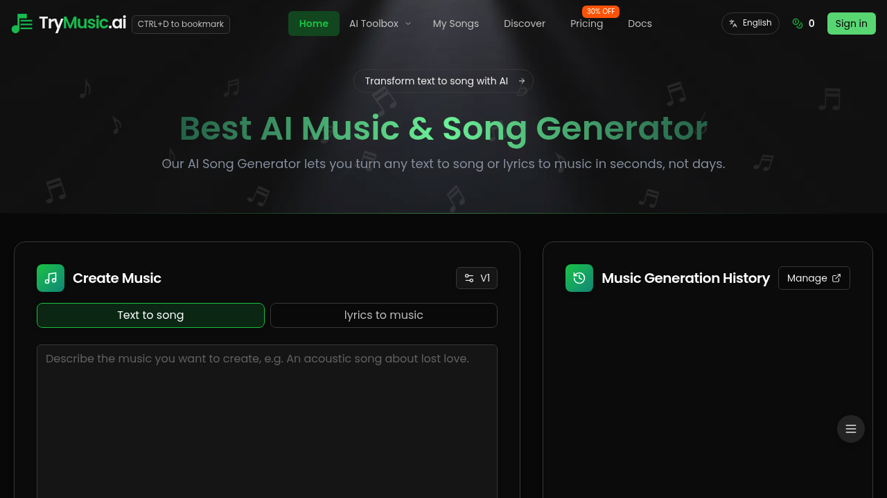 Trymusic AI screenshot