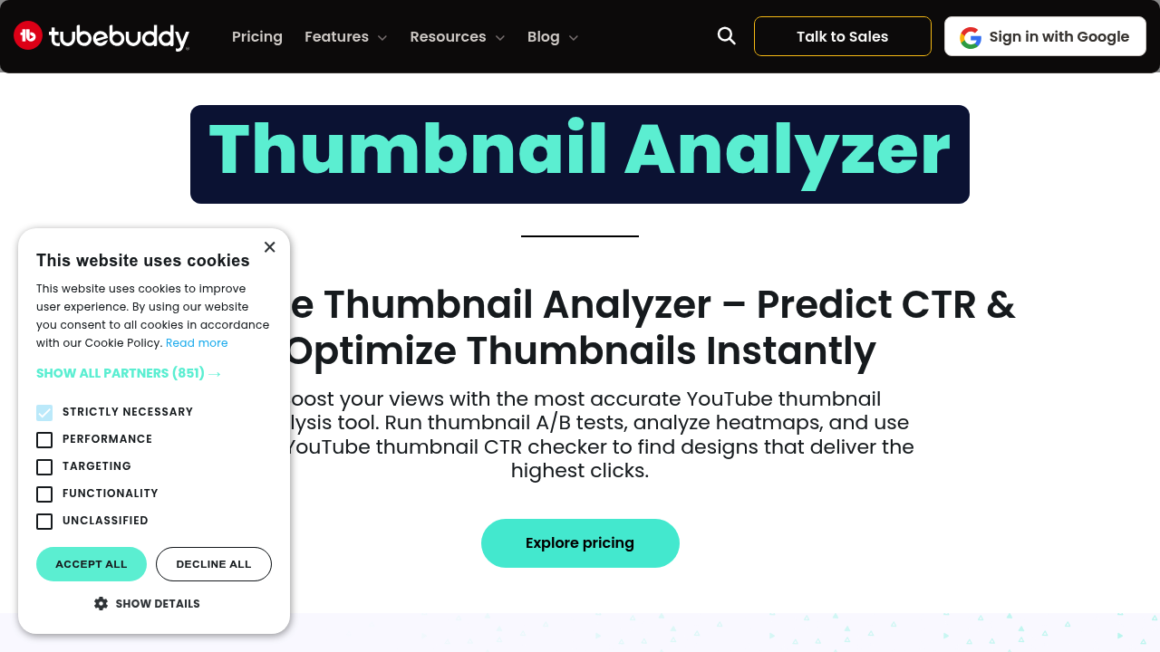 TubeBuddy Thumbnail Analyzer screenshot