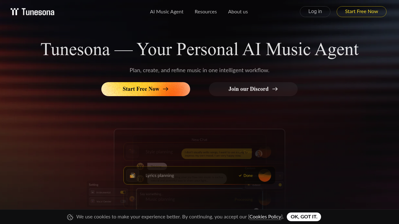 Tunesona AI Music Agent screenshot