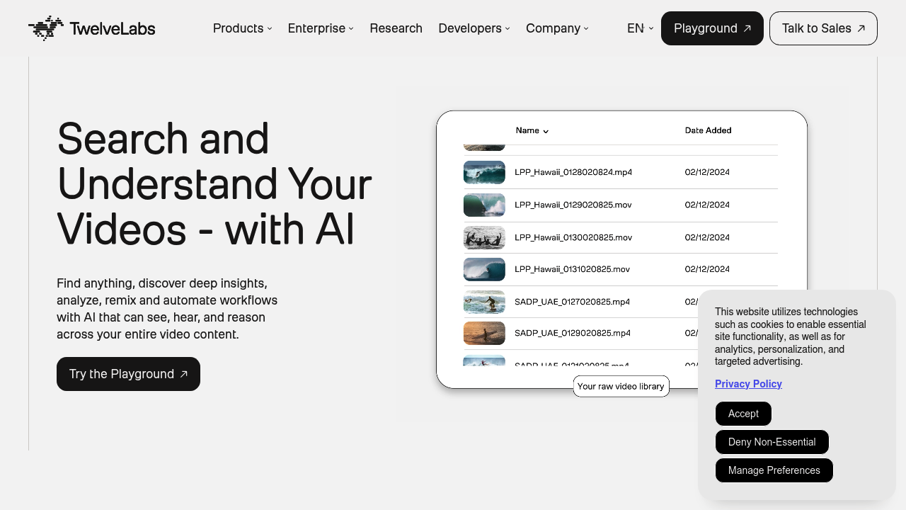 Twelve Labs screenshot