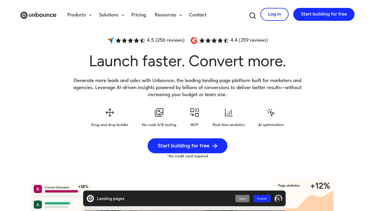 Unbounce screenshot
