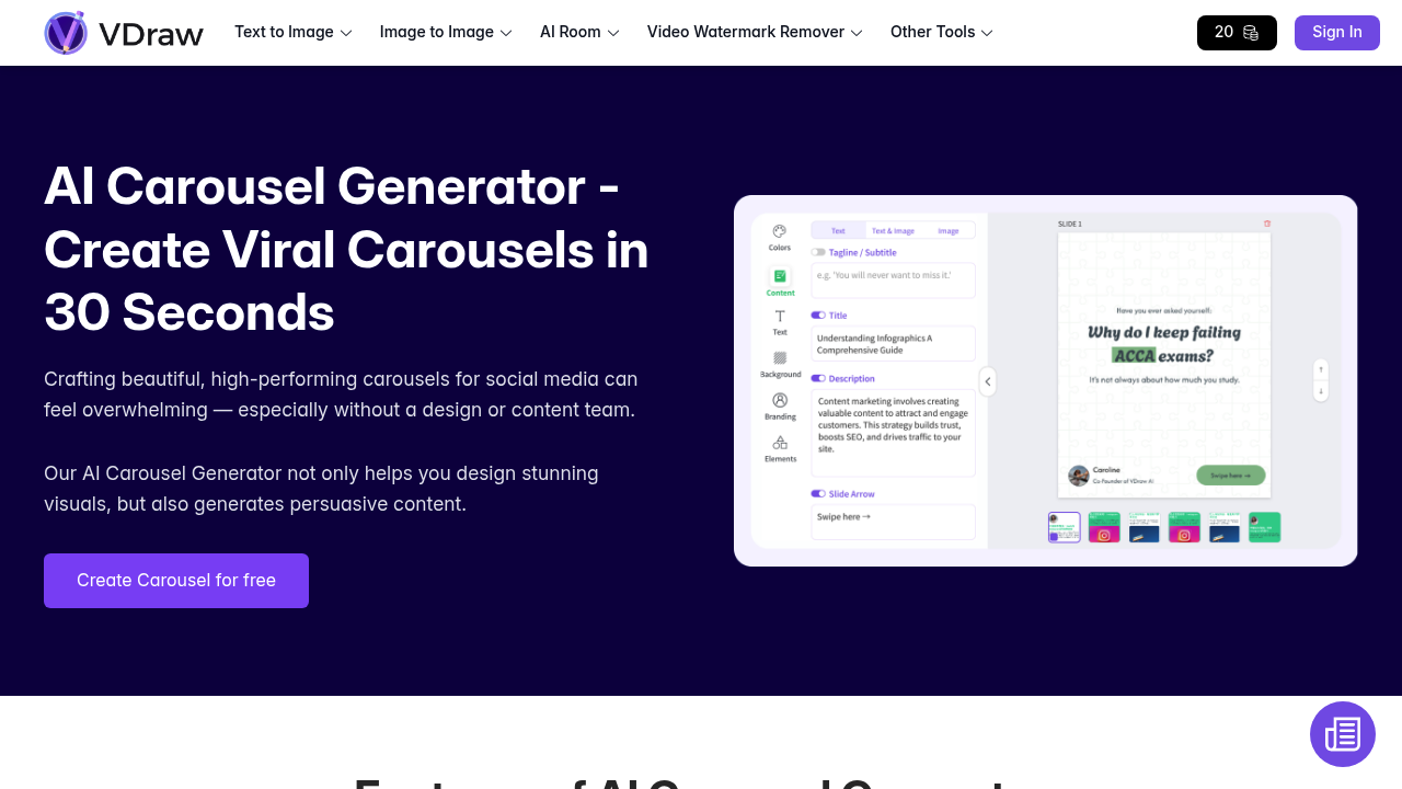VDraw - AI Carousel Generator screenshot