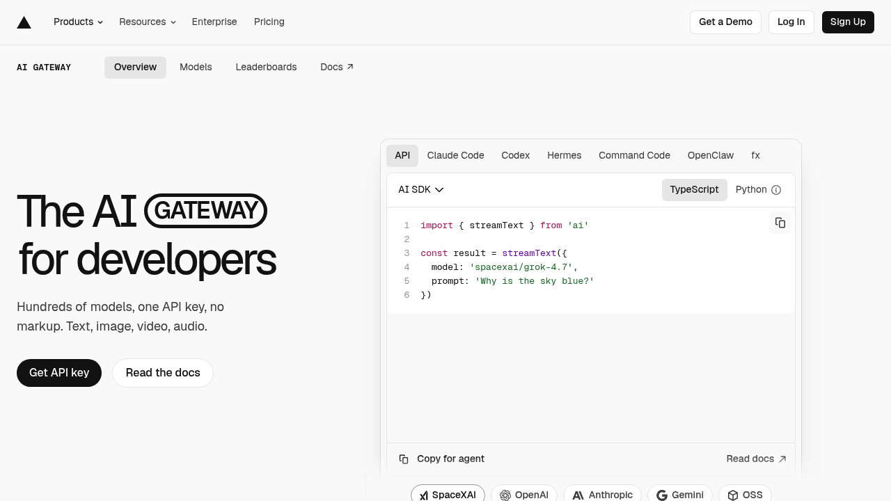 Vercel AI Gateway screenshot