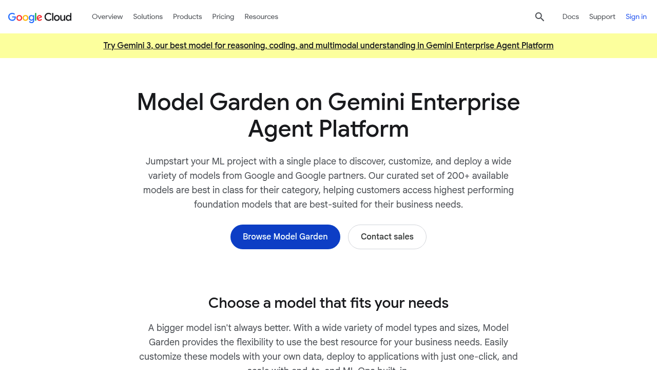 Vertex AI Model Garden screenshot