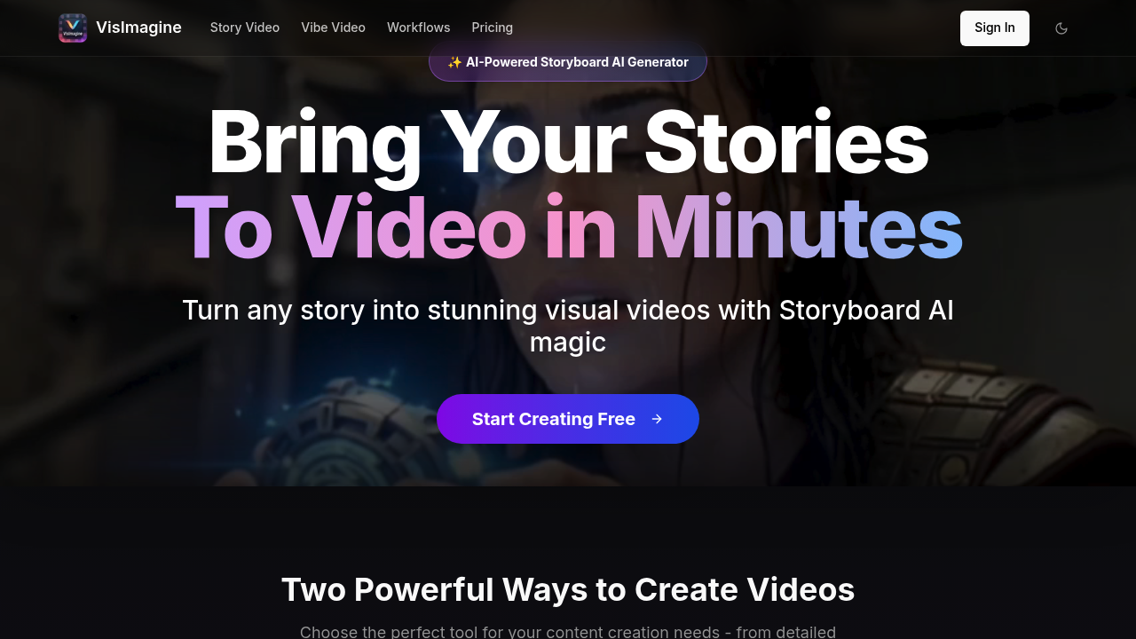 VisImagine - AI VIdeo Creation Platform screenshot