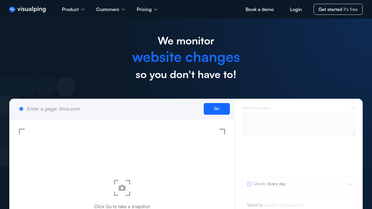 Visualping screenshot
