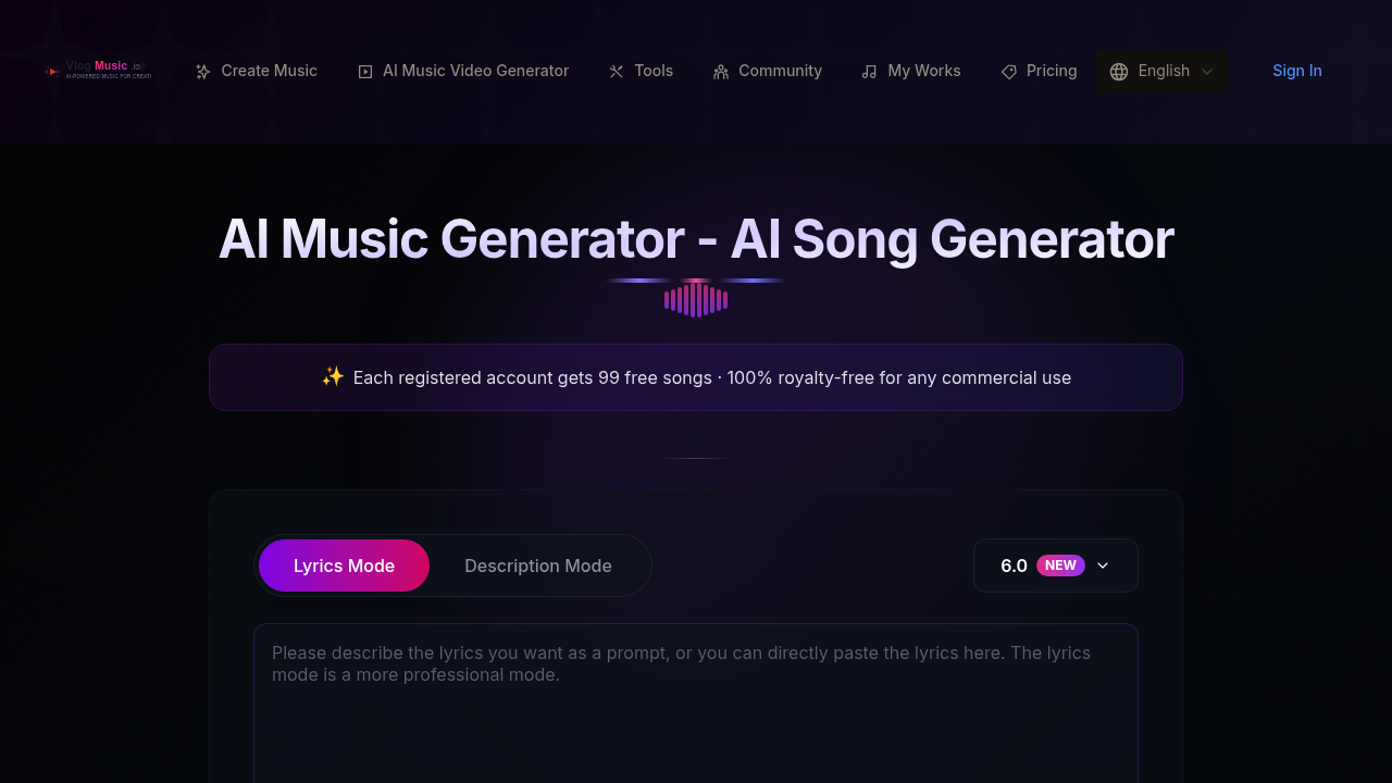 VlogMusic.io screenshot