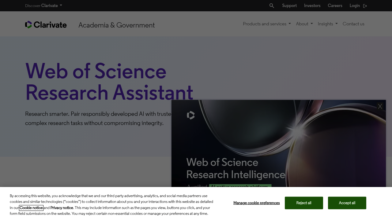 Web of Science Research Assistant screenshot
