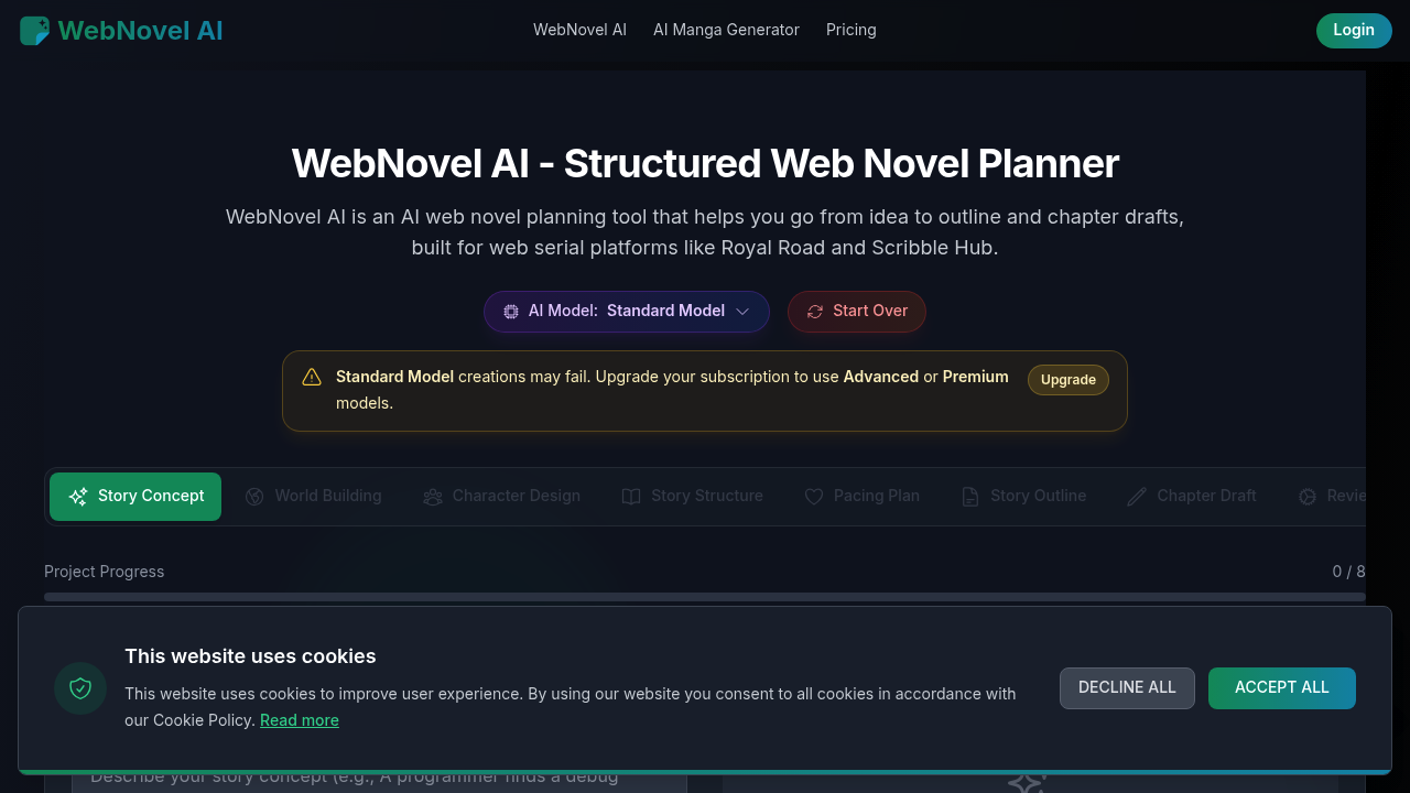 WebNovel AI screenshot