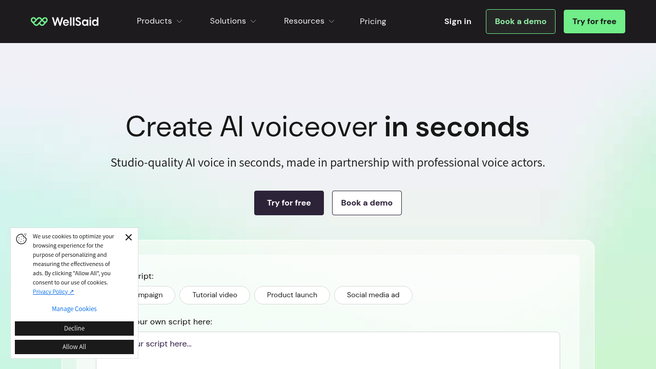WellSaid Labs screenshot