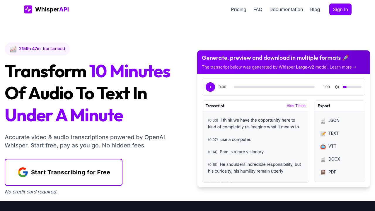 WhisperAPI screenshot