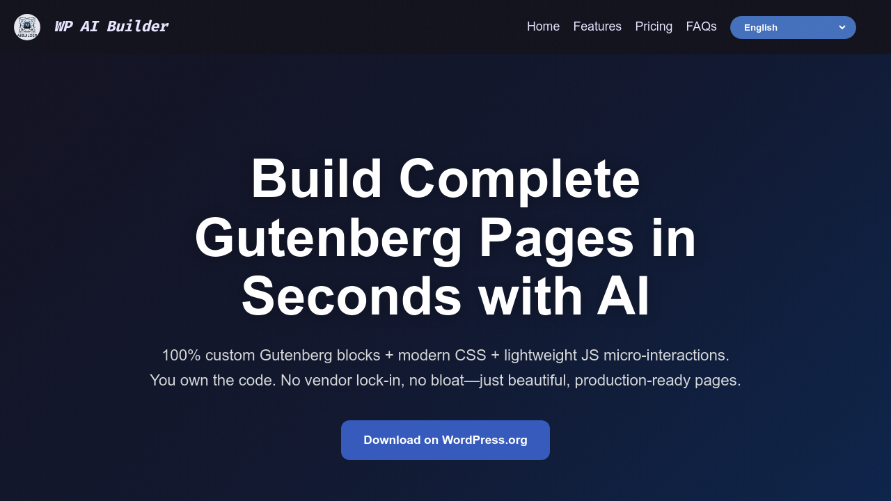 WP AI Builder screenshot