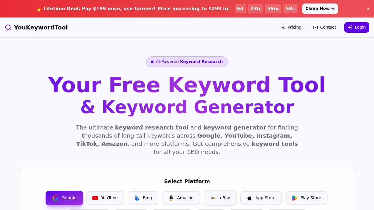 YouKeywordTool.com screenshot