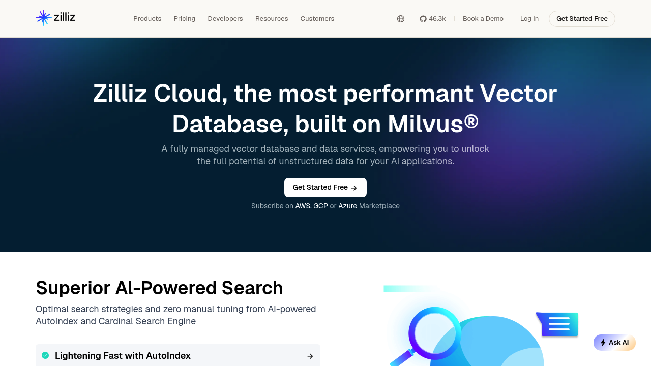 Zilliz Cloud screenshot